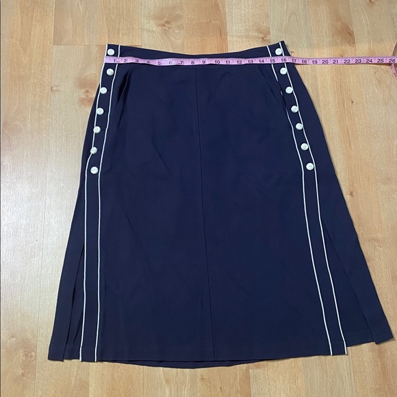 Rag & Bone Navy Side Button Midi Skirt NWT SZ 10 • Nautical Preppy Work